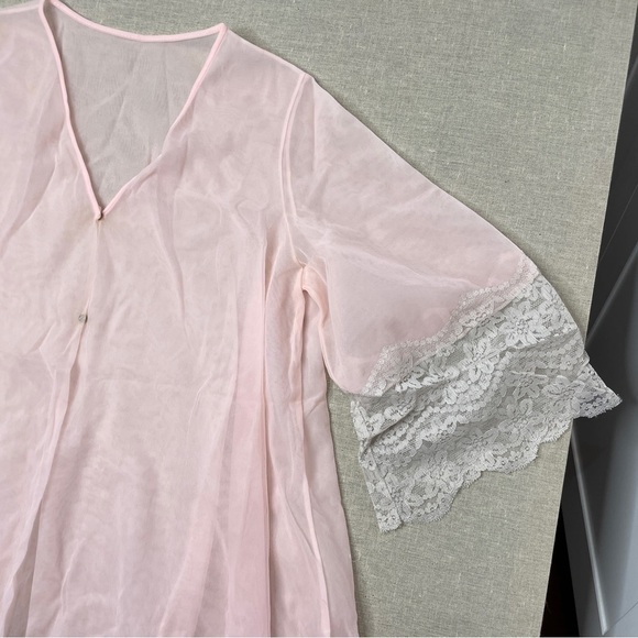 Vintage Lace Duster Robe Pink Medium - Picture 3 of 9